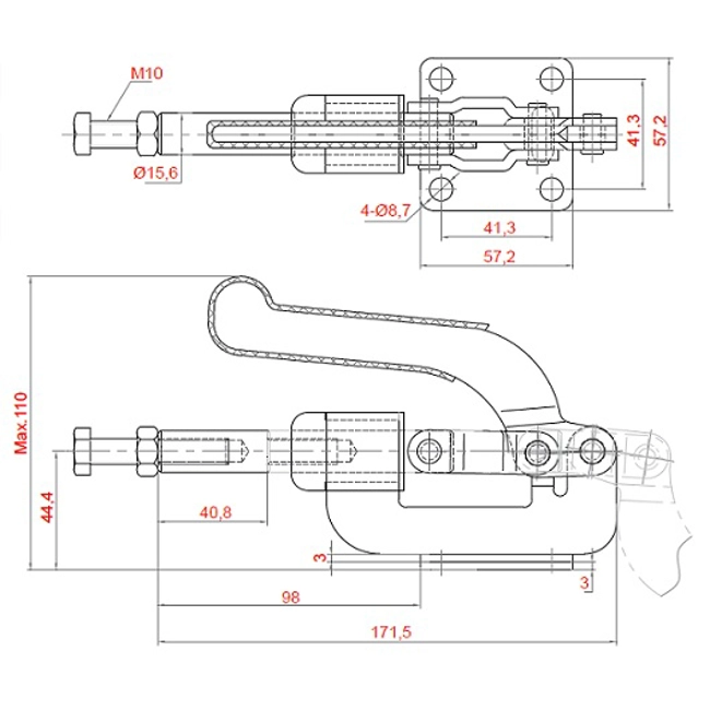 Vendita online Bloccaggio a spinta pistone 40,9 mm. 370 Kg.